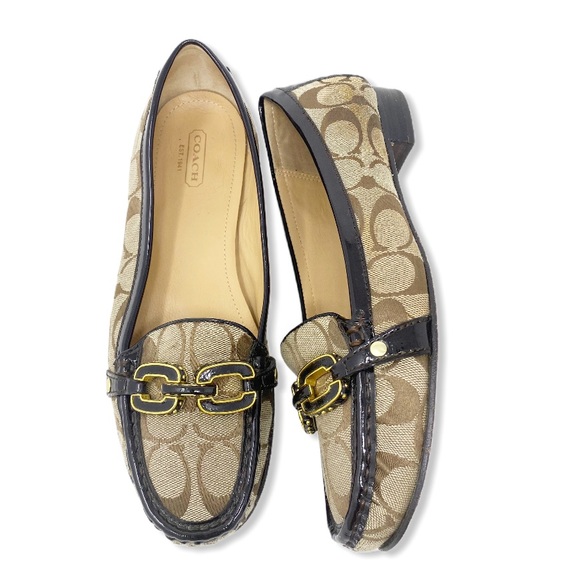 Coach Shoes - Coach Loafers CC Logo Monogram Jacquard Tan 9.5